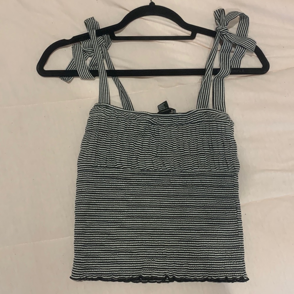 Black and white stripped too with ties at shoulders